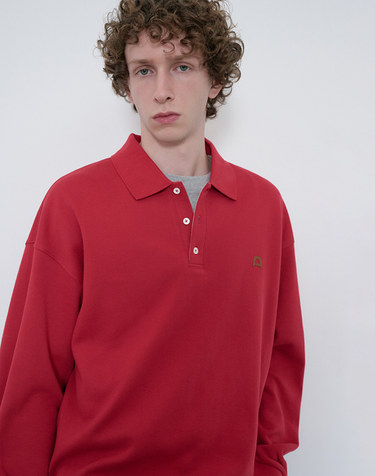 [10/27 예약배송] UNISEX LEATHER LOGO COLLARED T-SHIRT RED_M_UDTS6C110R2
