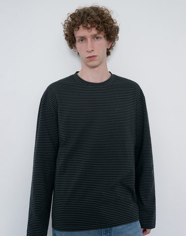 UNISEX MUTED STRIPED T-SHIRT CHARCOAL_M_UDTS6C105CG
