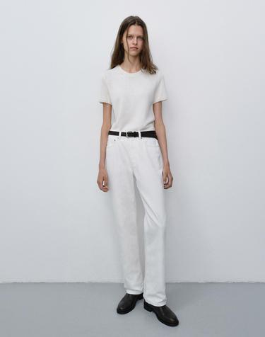 HALF SLEEVE KNIT TOP IVORY_UDSW6C201IV
