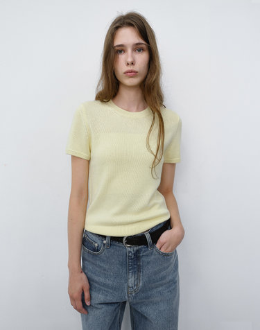 HALF SLEEVE KNIT TOP LEMON BUTTER_UDSW6C201Y1