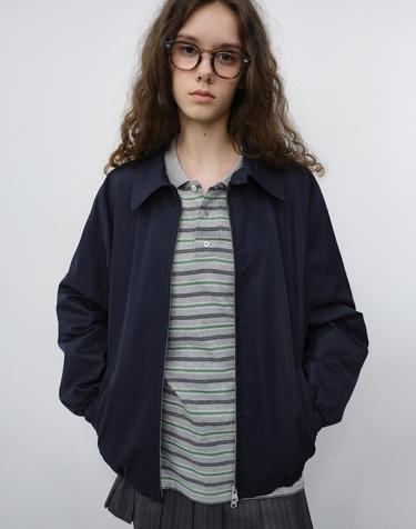 UNISEX MULTI STRIPE COLLARED T-SHIRT MELANGE GREY STRIPE_UDTS6C119G2