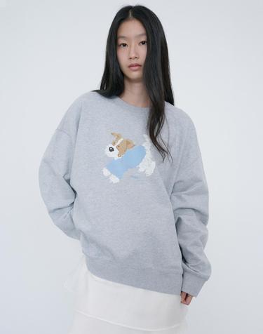 UNISEX PUPPY SWEATSHIRT MID MELANGE GREY_UDTS6C112G1