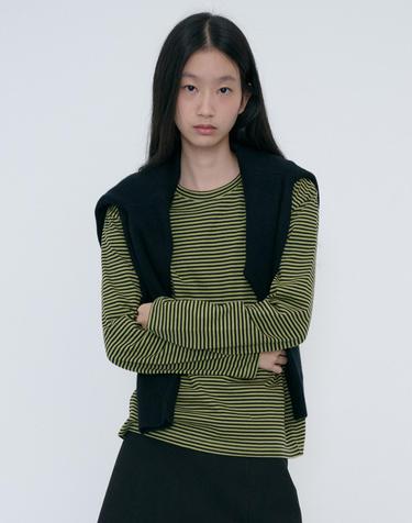 UNISEX MUTED STRIPED T-SHIRT OLIVE KHAKI_UDTS6C105E1