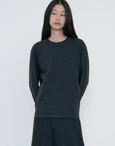 UNISEX MUTED STRIPED T-SHIRT CHARCOAL_UDTS6C105CG