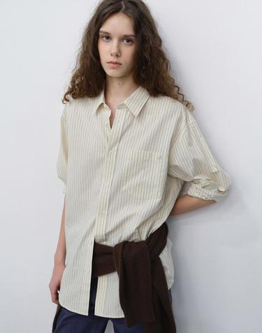 [XS,S,L,XL 10/27 예약배송] UNISEX INFORMAL SHIRT IVORY STRIPE_UDSH6C102IV