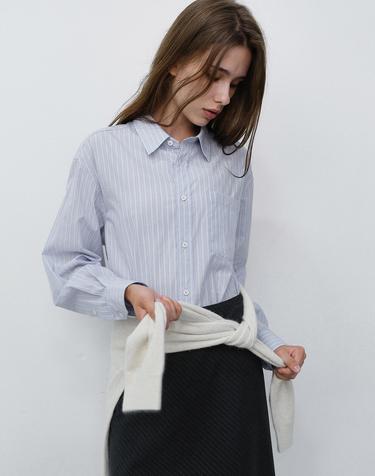 UNISEX INFORMAL SHIRT SOFT BLUE GREY STRIPE_UDSH6C102B1