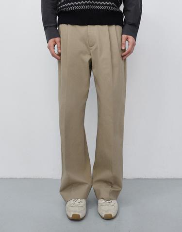 DOUBLE PLEATED WIDE CHINO SLACKS BEIGE_M_UDPA6C303I2