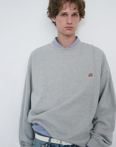 UNISEX DUNST LOGO CREASE SWEATSHIRT MELANGE GREY_M_UDTS6C103G2