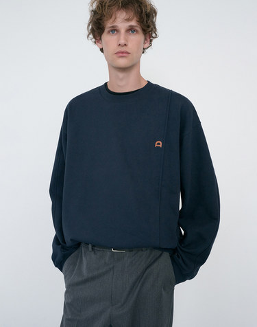 UNISEX DUNST LOGO CREASE SWEATSHIRT FRENCH NAVY_M_UDTS6C103N2