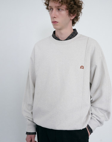 UNISEX DUNST LOGO CREASE SWEATSHIRT OATMEAL MELANGE_M_UDTS6C103I1