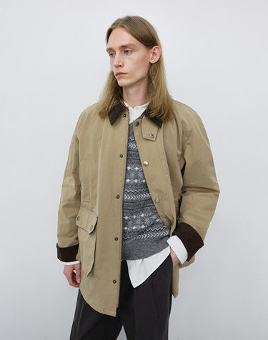 UNISEX WAXED COTTON HUNTING JACKET BEIGE_M_UDJU6C111I2