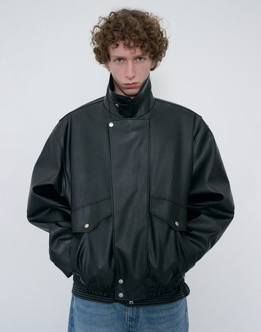 UNISEX CROPPED LEATHER BLOUSON BLACK_M_UDJU6C108BK