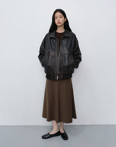FLUID LONG SKIRT KHAKI BROWN_UDSK6C207W2