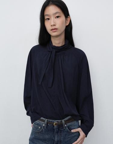 TIE BLOUSE NAVY_UDBL6C203N2
