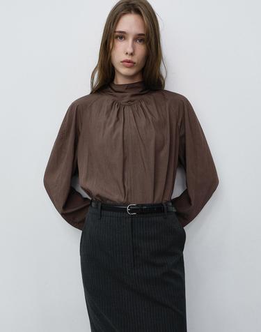 TIE BLOUSE BROWN_UDBL6C203W2