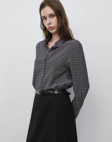 ESSENTIAL SLIM CHECKED SHIRT BROWN_UDSH6C201W2