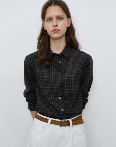 ESSENTIAL SLIM CHECKED SHIRT BLACK_UDSH6C201BK