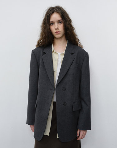 ESSENTIAL 2 BUTTON WOOL BLAZER MELANGE GREY_UDJA6C202G2
