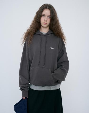 UNISEX GARMENT DYED HOODIE BLACK_UDTS6C114BK