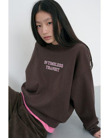 UNISEX SLOGAN SWEATSHIRT BROWN_UDTS6C109W2