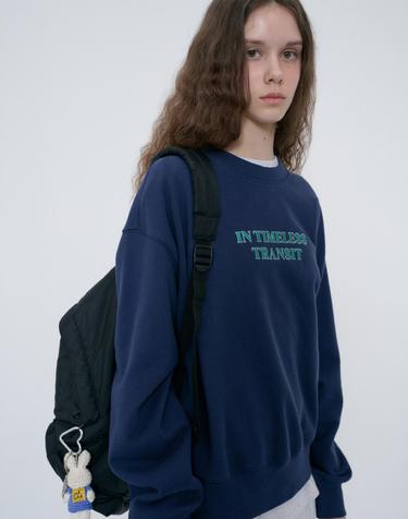UNISEX SLOGAN SWEATSHIRT NAVY_UDTS6C109N2