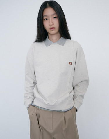 UNISEX DUNST LOGO CREASE SWEATSHIRT OATMEAL MELANGE_UDTS6C103I1
