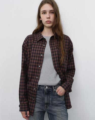 UNISEX CHECKED FLANNEL SHIRT BRICK_UDSH6C104W2