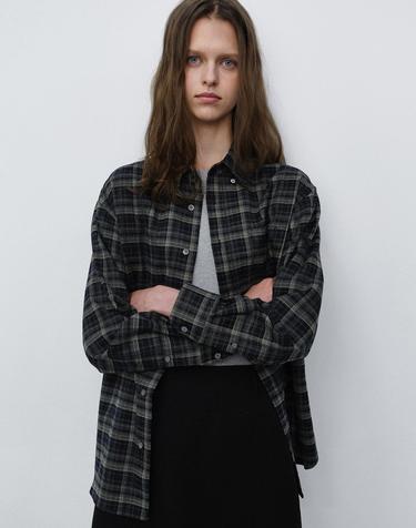 UNISEX CHECKED FLANNEL BD SHIRT NAVY GREY_UDSH6C103N2