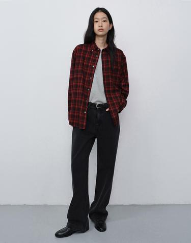 UNISEX CHECKED FLANNEL BD SHIRT RED_UDSH6C103R2