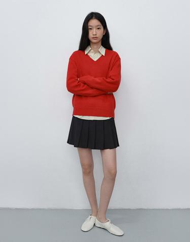 UNISEX CASHMERE V-NECK SWEATER RED_UDSW6C111R2