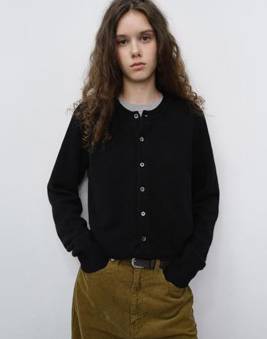 UNISEX CREWNECK KNIT CARDIGAN BLACK_UDSW6C101BK