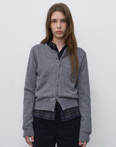 UNISEX CREWNECK KNIT CARDIGAN MELANGE GREY_UDSW6C101G2