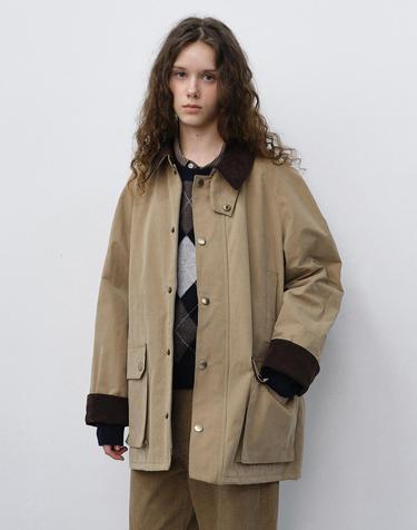 UNISEX WAXED COTTON HUNTING JACKET BEIGE_UDJU6C111I2
