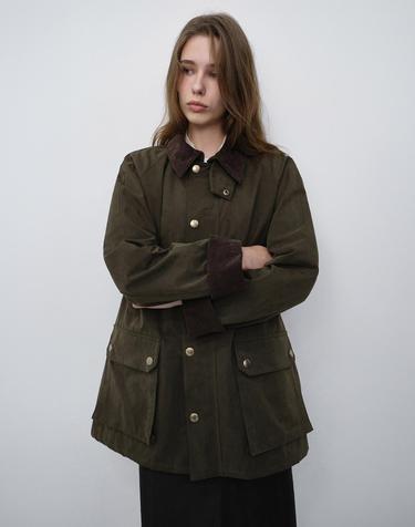 UNISEX WAXED COTTON HUNTING JACKET KHAKI_UDJU6C111K2