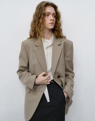 ESSENTIAL 2 BUTTON WOOL BLAZER SAND BEIGE_UDJA6C202CM