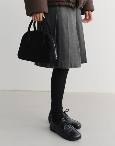 SUEDE BOSTON TOTE BAG BLACK_UDBA6F202BK