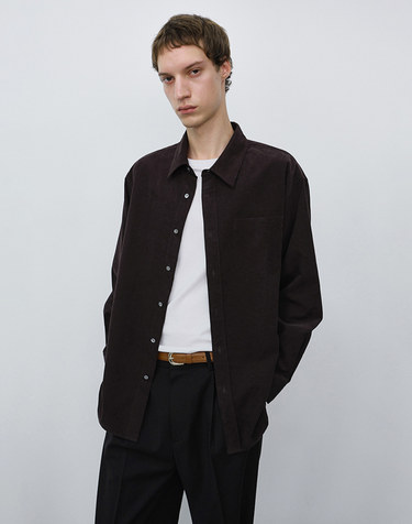UNISEX CORDUROY SHIRT DARK BROWN_M_UDSH6C106W3