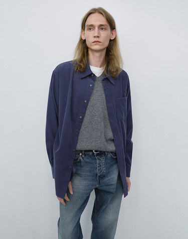 UNISEX CORDUROY SHIRT WASHED BLUE_M_UDSH6C106B2