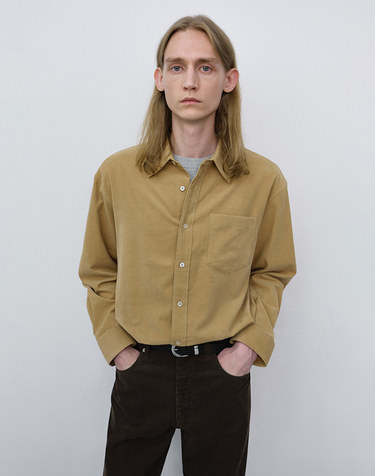 UNISEX CORDUROY SHIRT BEIGE_M_UDSH6C106I2