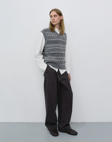 UNISEX CRAFTED V-NECK KNIT VEST GREY_M_UDSW6C117G2