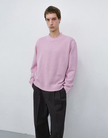 UNISEX CHUNKY ROLL NECK SWEATER SOFT PINK_M_UDSW6C114P1