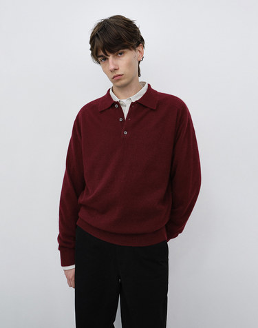 UNISEX COLLARED SWEATER BURGUNDY_M_UDSW6C112D2