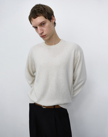 UNISEX ESSENTIAL CREWNECK SWEATER MELANGE IVORY_M_UDSW6C110I1
