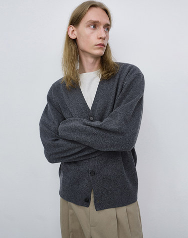 UNISEX V-NECK CARDIGAN MELANGE GREY_M_UDSW6C103G2