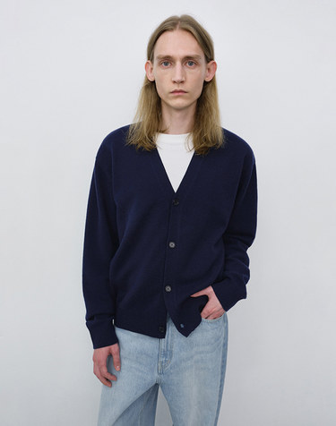 UNISEX V-NECK CARDIGAN BLUE NAVY_M_UDSW6C103N1
