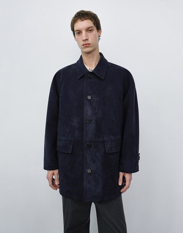 UNISEX LILY SUEDE HALF JACKET BLUE NAVY_M_UDJA6C102N1