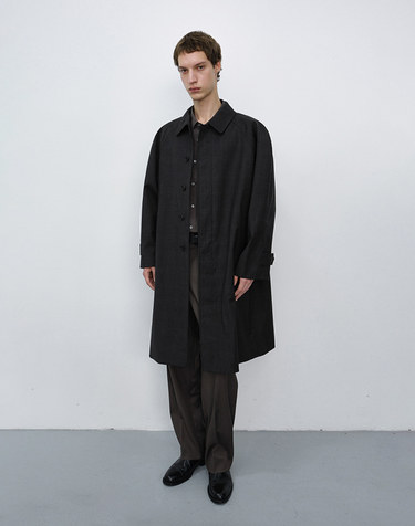UNISEX H-LINE WOOL MAC COAT BROWN CHECK_M_UDTR6C101W2