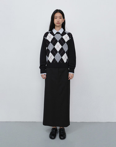 H-LINE LONG SKIRT BLACK_UDSK6C208BK