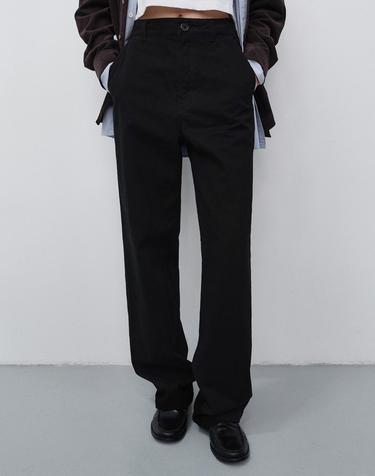 STRAIGHT CHINO SLACKS BLACK_UDPA6C201BK