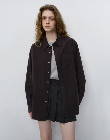 UNISEX CORDUROY SHIRT DARK BROWN_UDSH6C106W3